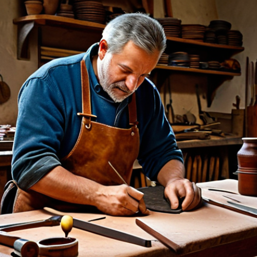 **

"A skilled artisan in a traditional Florentine workshop, carefully crafting leather goods, fully clothed in appropriate work attire, tools and materials visible, warm lighting, safe for work, perfect anatomy, natural proportions, professional craftsmanship, family-friendly."

**