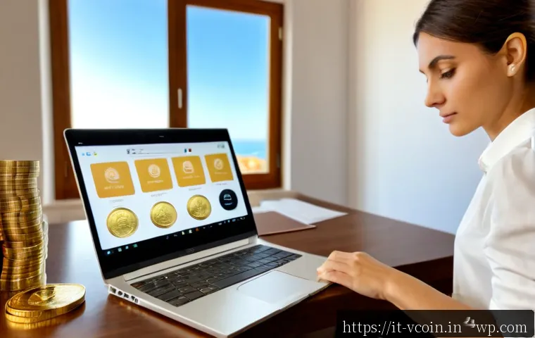 Home 15 가상화폐의 투자 다각화 전략 - Photorealistic Italian home office scene illustrating cryptocurrency investment diversification, an ...